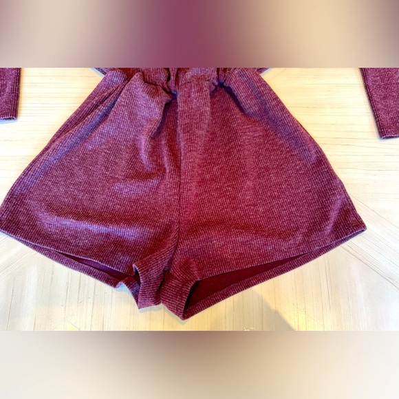 Charlotte Russe Burgundy Dolman Sleeve Ribbed Romper – Size XS - Picture 7 of 15